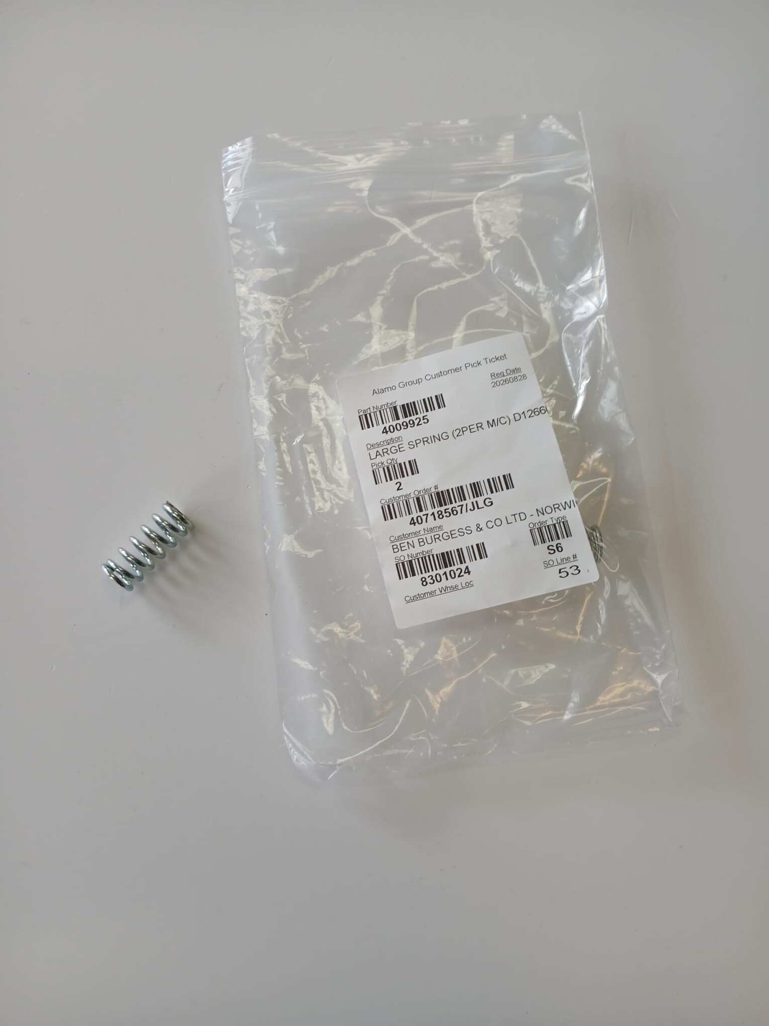 GreenMech LARGE SPRING (2PER M/C) D12660 ET-4009925 replaces part no. EC1523-432 - Image 2