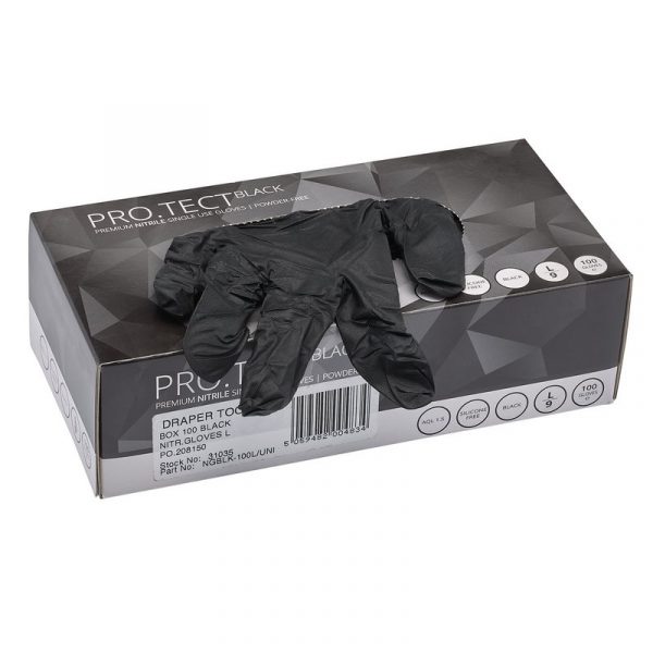Draper Large Nitrile Gloves - Black