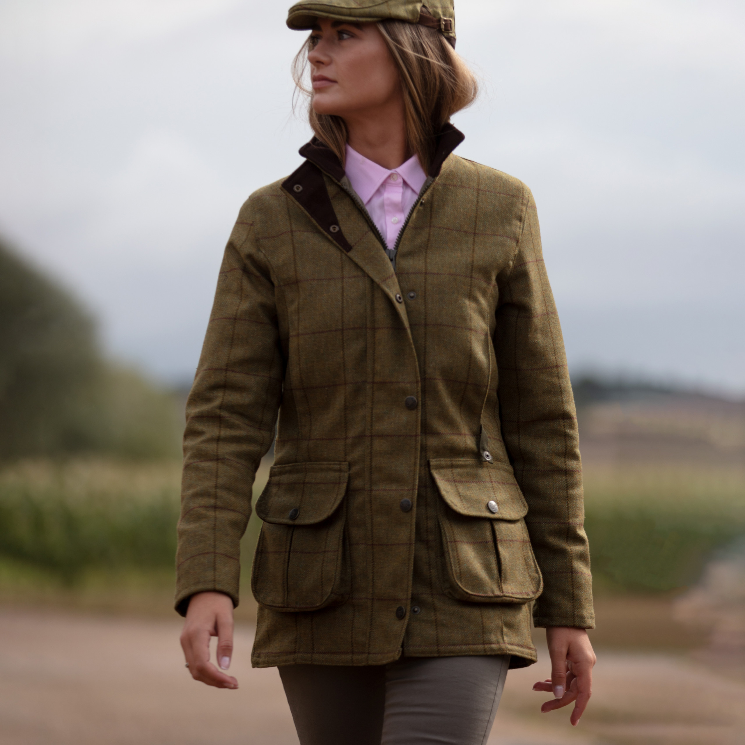 Alan Paine Rutland Ladies Waterproof Tweed Shooting Coat Lichen
