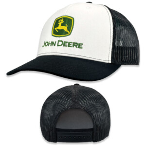 Genuine JOHN DEERE black and white mesh back cap, MC13083346WH