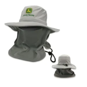 Genuine John Deere Grey/Ivory hat with adjustable panels, MC14433325IV