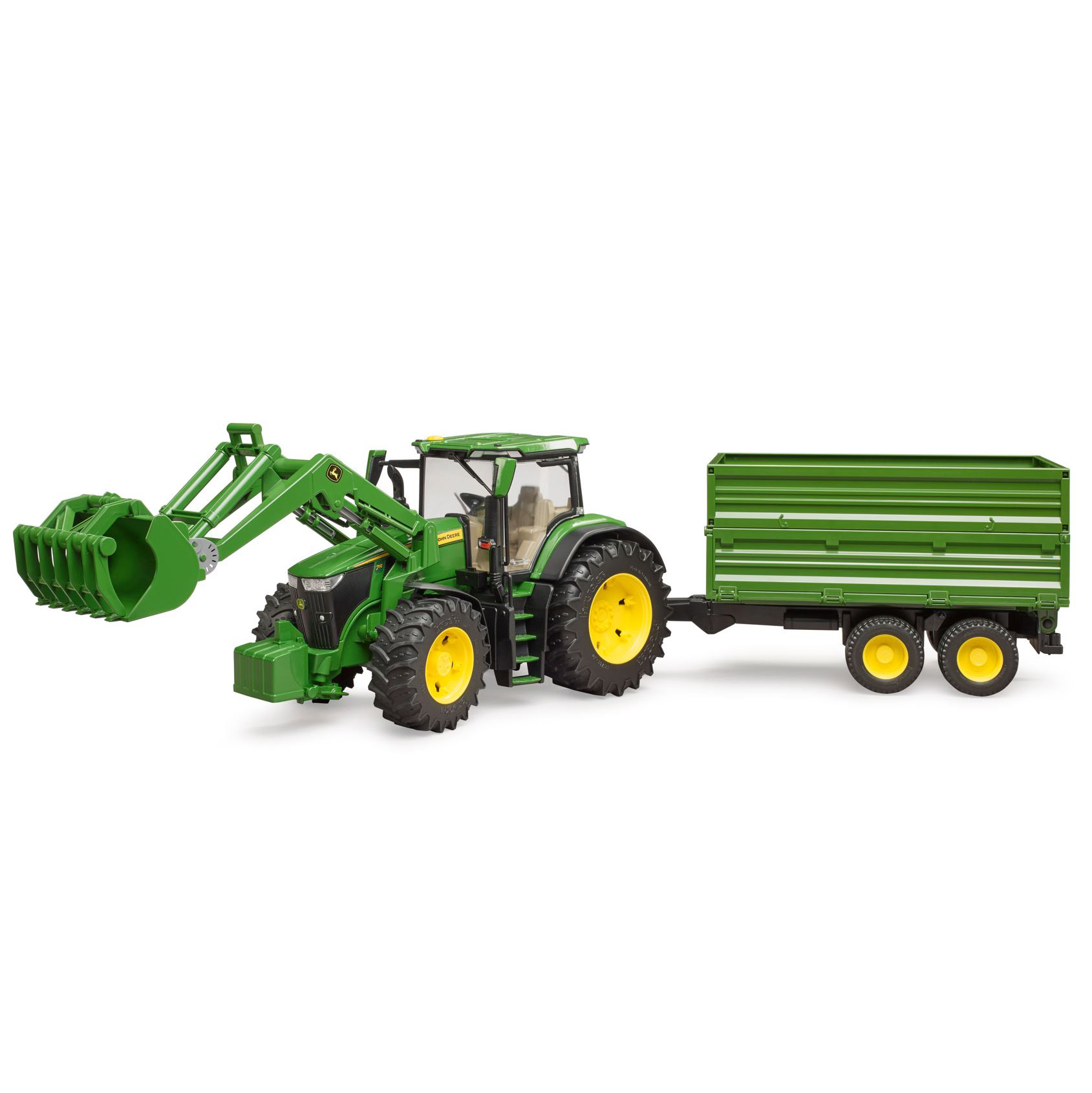 Bruder 09828 John Deere 7R 350 With Frontloader Trailer Model