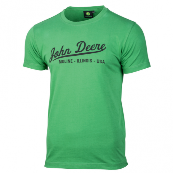 T-shirt Uomo John Deere A Maniche Corte, Verde, Con Logo In Rilievo, 100% Cotone