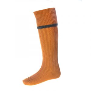 House Of Cheviot Mens Estate Socks - Ochre
