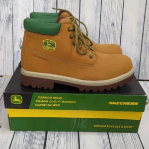 Skechers John Deere Sergents Dozer Waterproof Work Boots Relaxed Fit Wheat