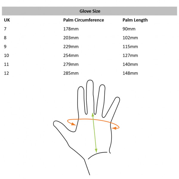 Arbortec Gloves Size Guide